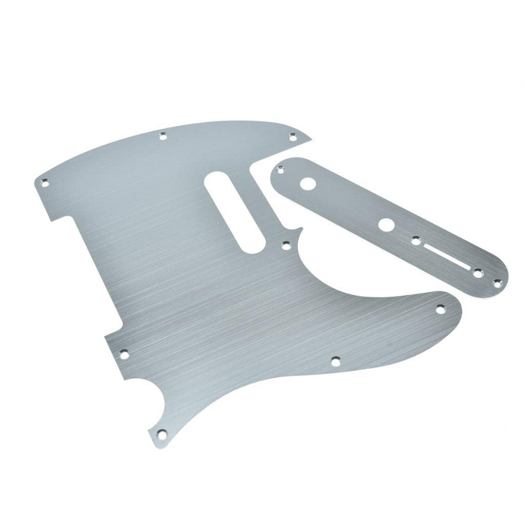 KAISH Metal Aluminum Anodized Tele Pickguard with Metal Control Plate and Screws for American/Mexican Telecaster Silver